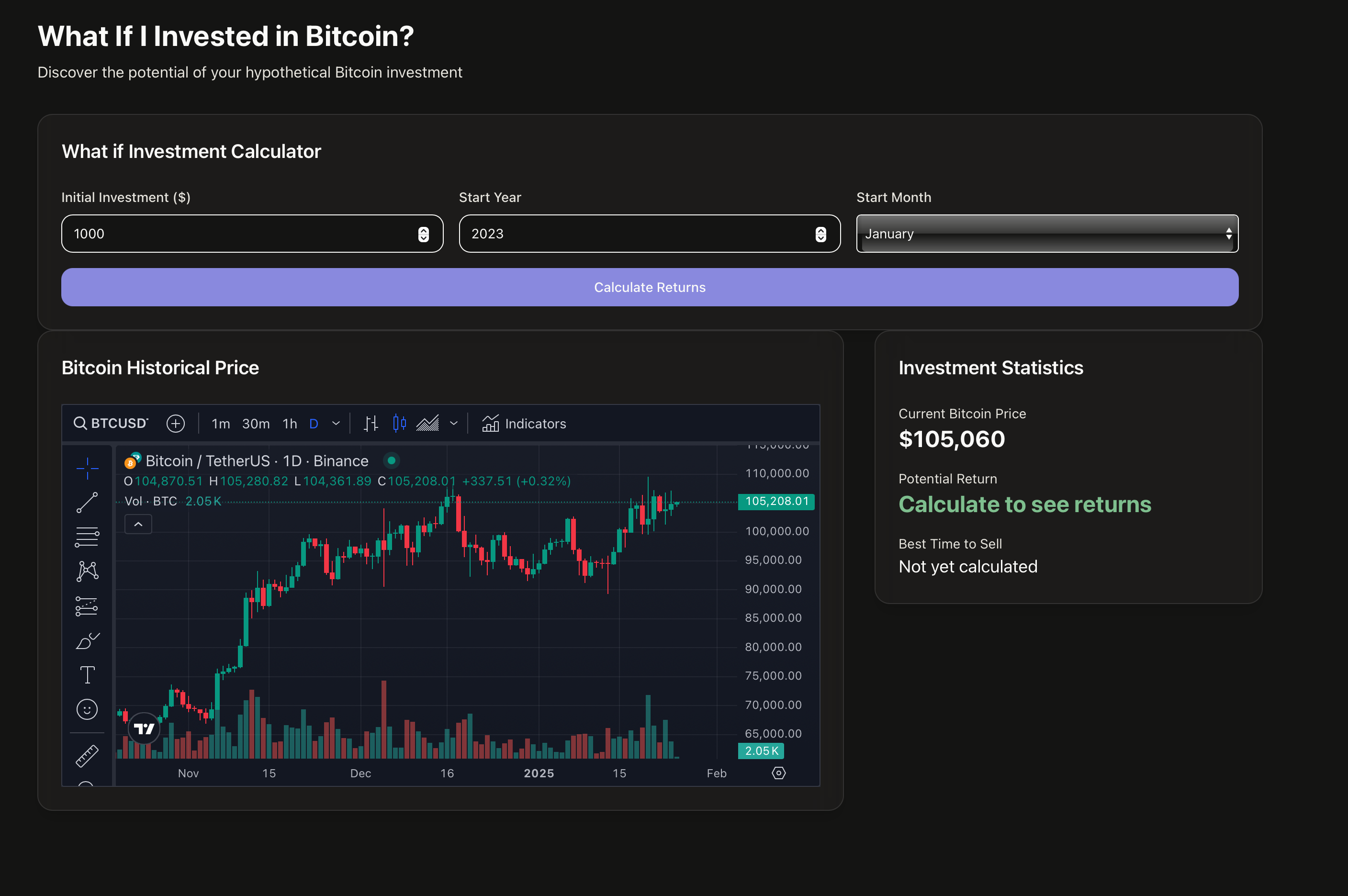 CryptoTimeMachine - Bitcoin Investment Calculator